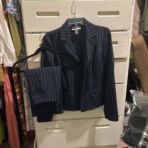 Tracy Evans Black Pinstripe Suit jacket and skirt